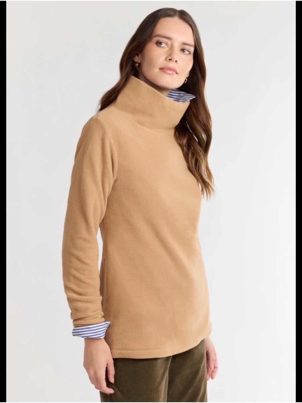 NWT Dudley Stephens Park Slope Turtleneck Fleece Pullover Camel/Tan Size S women
